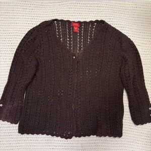 Valerie Stevens Dark Brown Crochet Cardigan